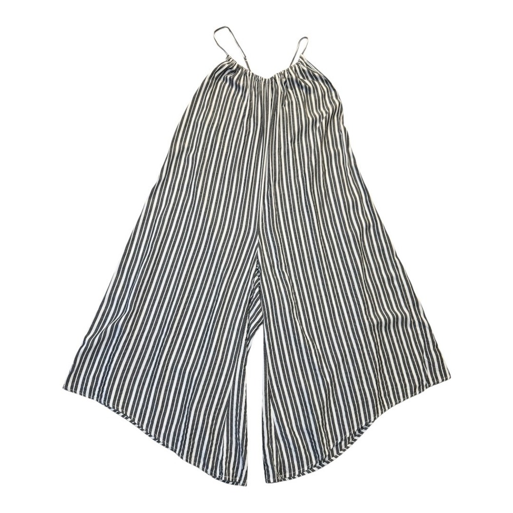 Billabong Striped Jumpsuit XS Black White Sleeveless Wide Leg Casual NWOT